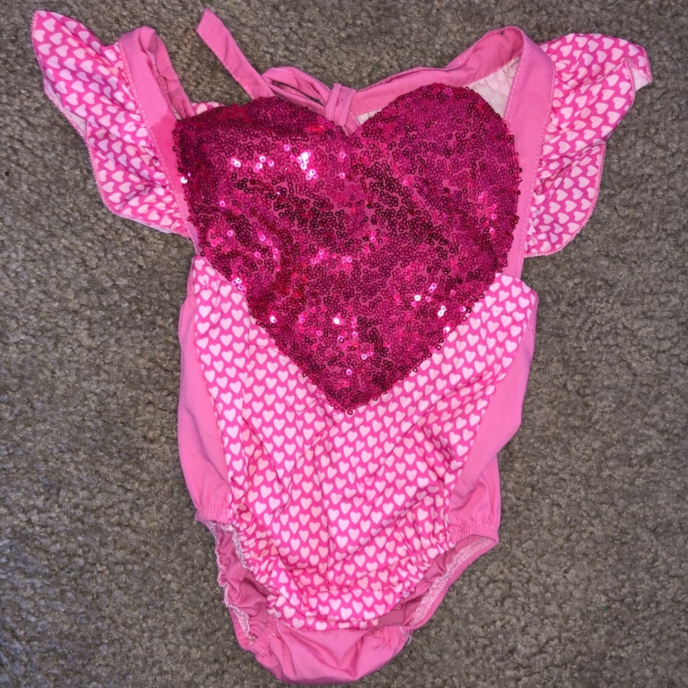 Sequin heart backless onesie